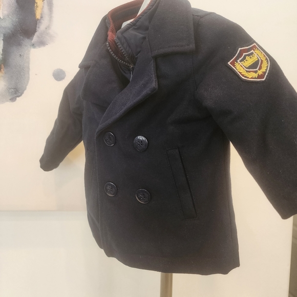 KOALA,wool boys size 9 month navy blue zip up and button up ( 2 layer)pea coat. - Picture 16 of 16